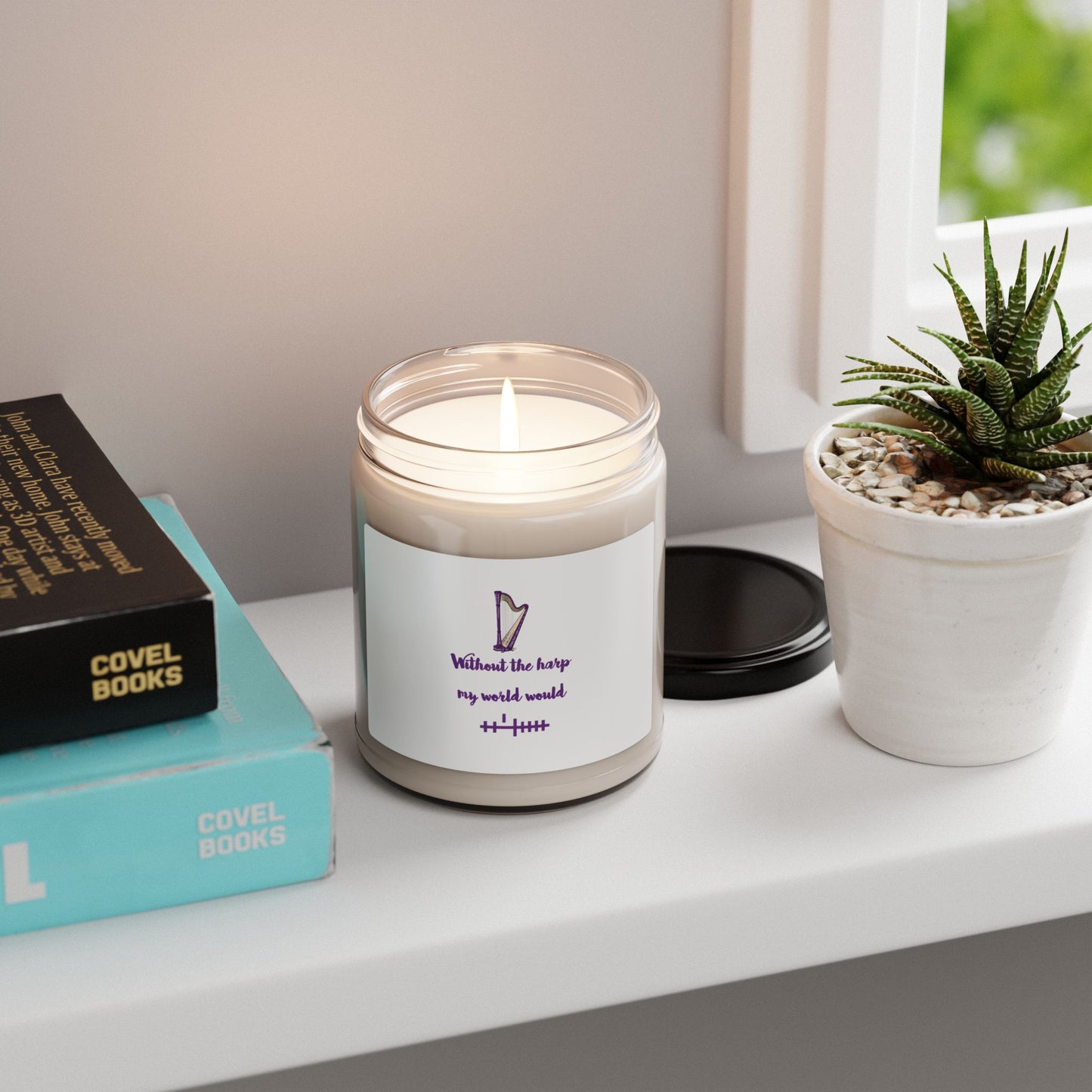 Scented Soy Candle with Harp Design | Relaxing Home Fragrance, Music Lover Gift, Aromatherapy, Meditation, Cozy Decor