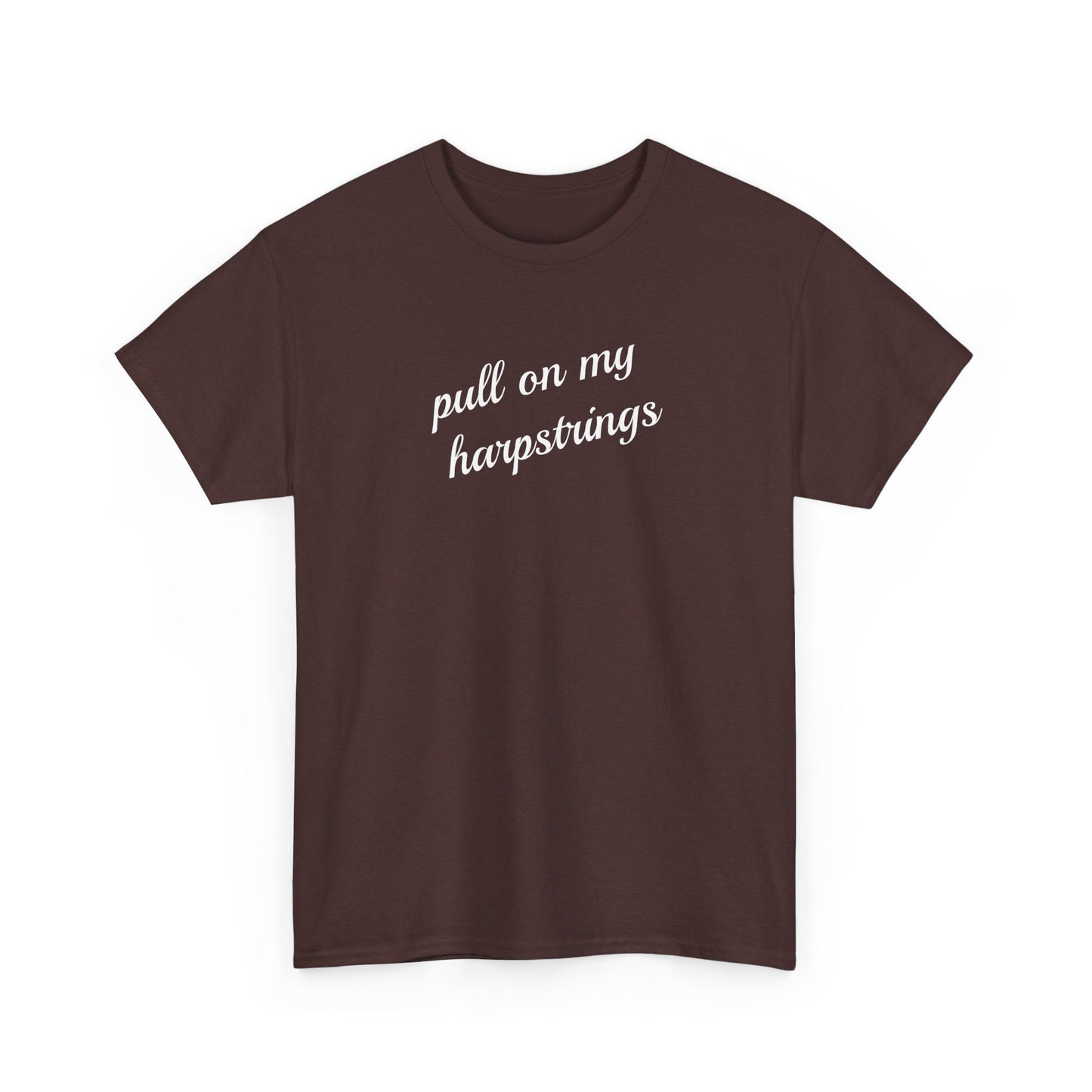 Pull on my harpstrings - white text