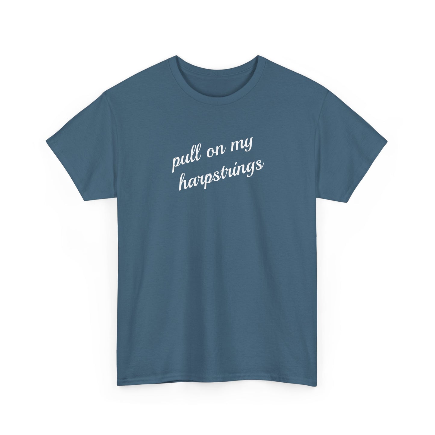 Pull on my harpstrings - white text
