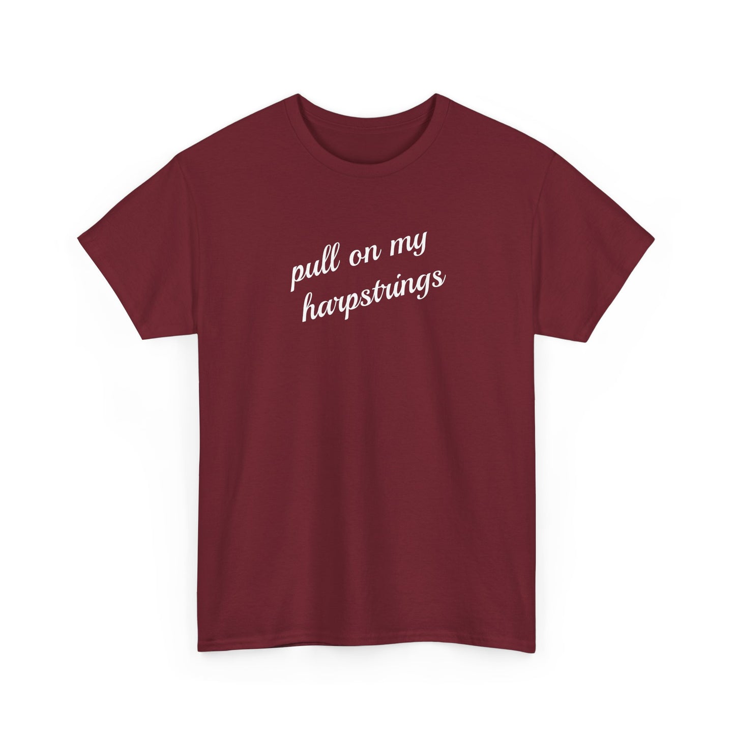 Pull on my harpstrings - white text