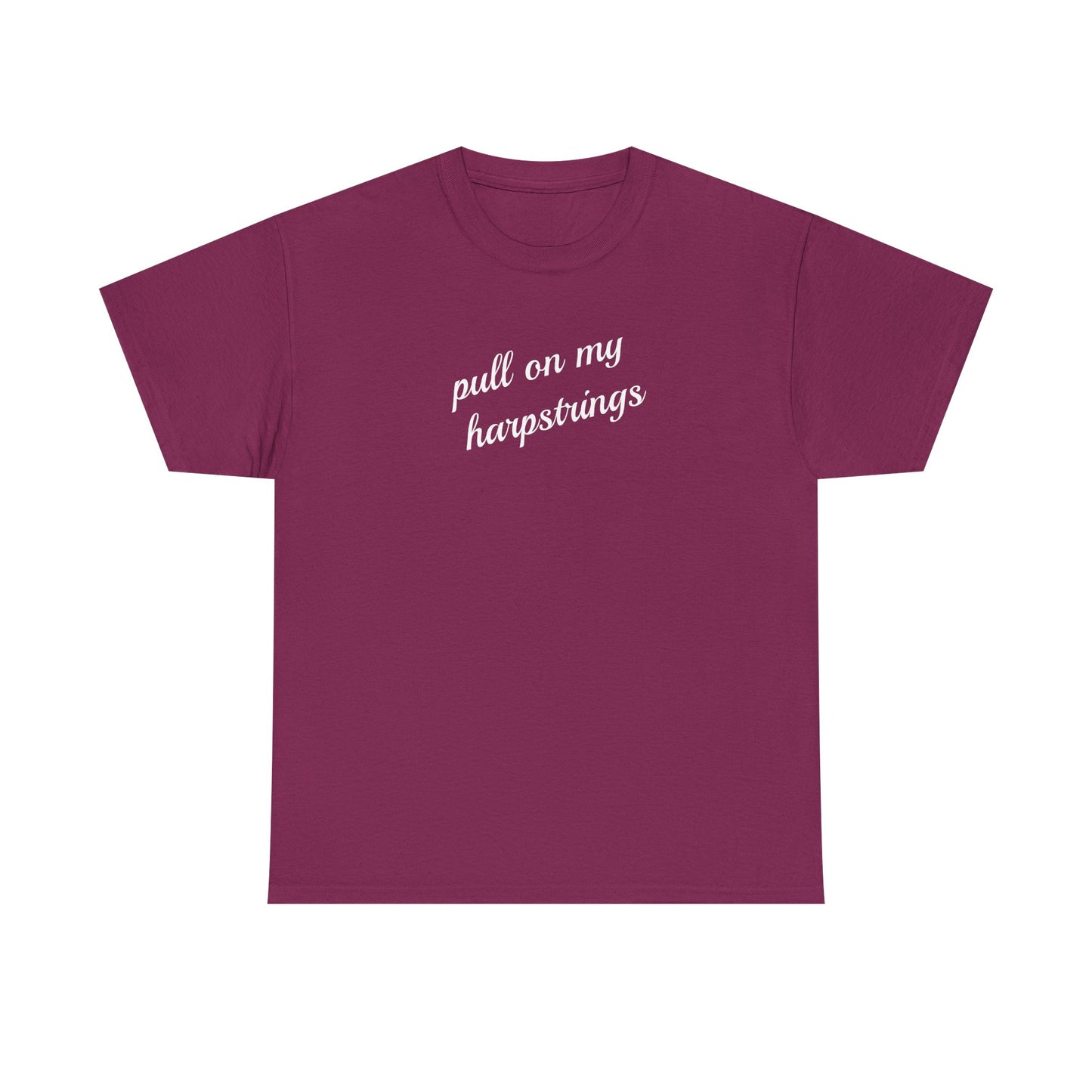 Pull on my harpstrings - white text