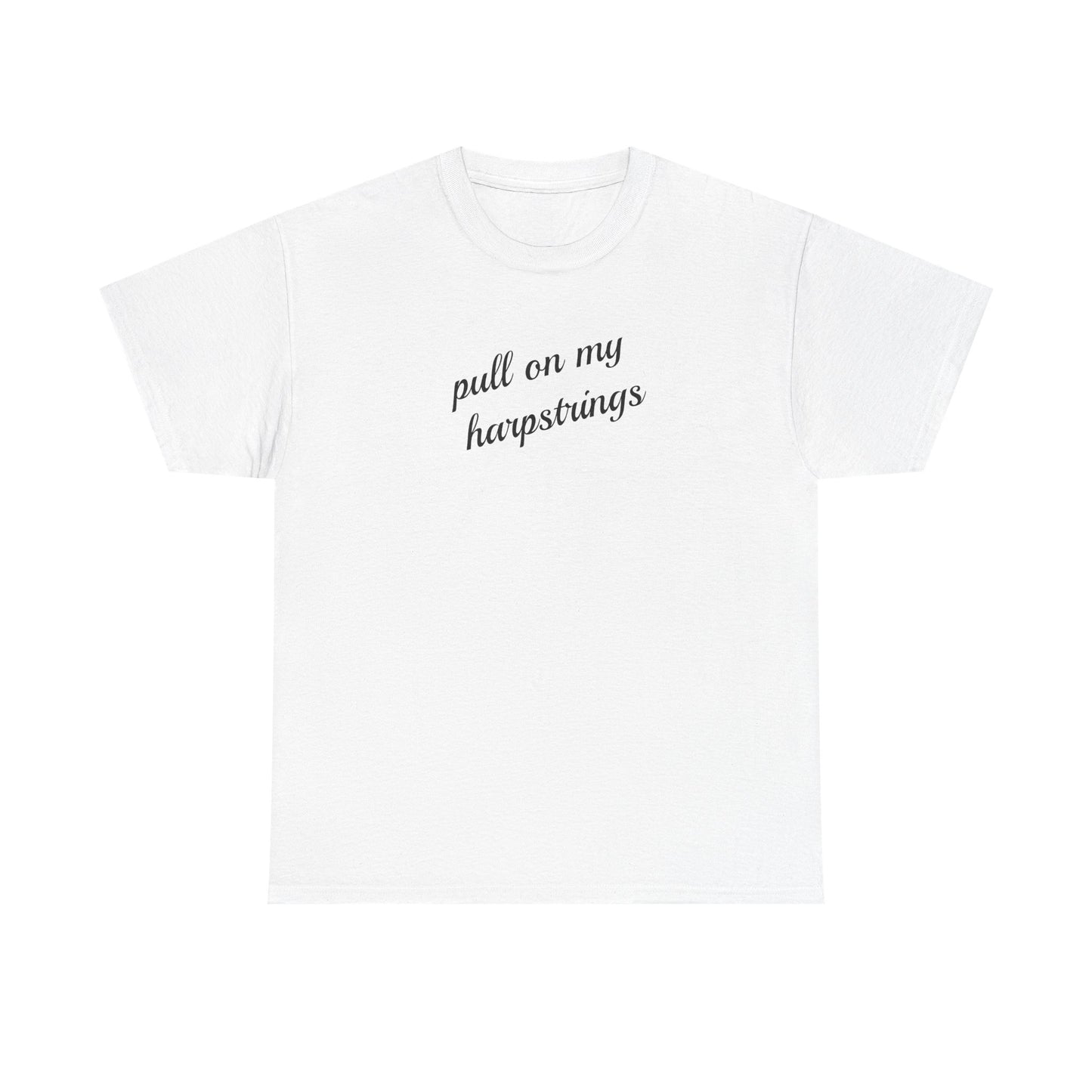 Pull on My Harpstrings Unisex Heavy Cotton Tee, Funny Graphic Shirt, Gift for Music Lovers, Casual Tee, Music Festival Outfit