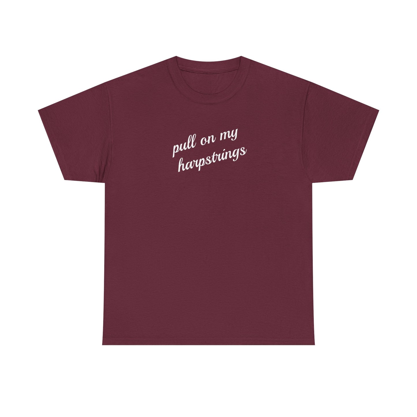 Pull on my harpstrings - white text