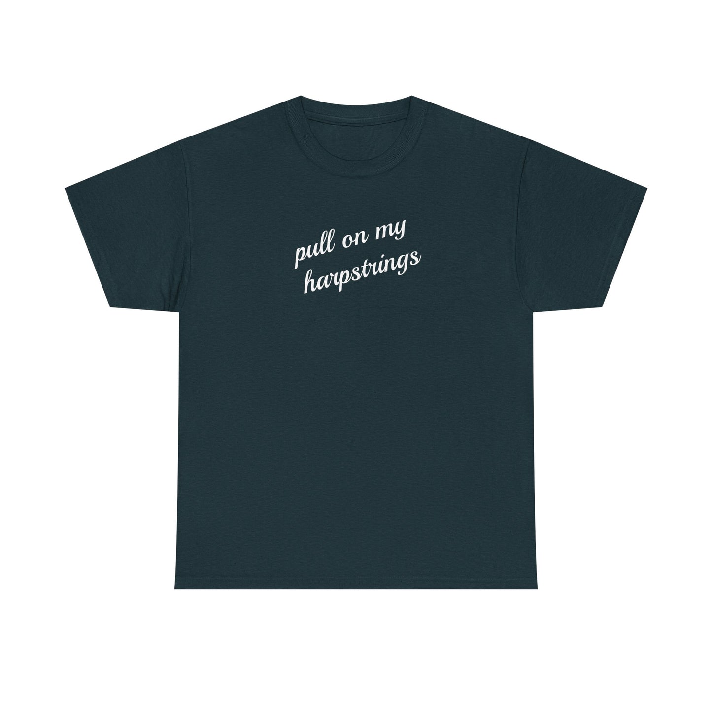 Pull on my harpstrings - white text