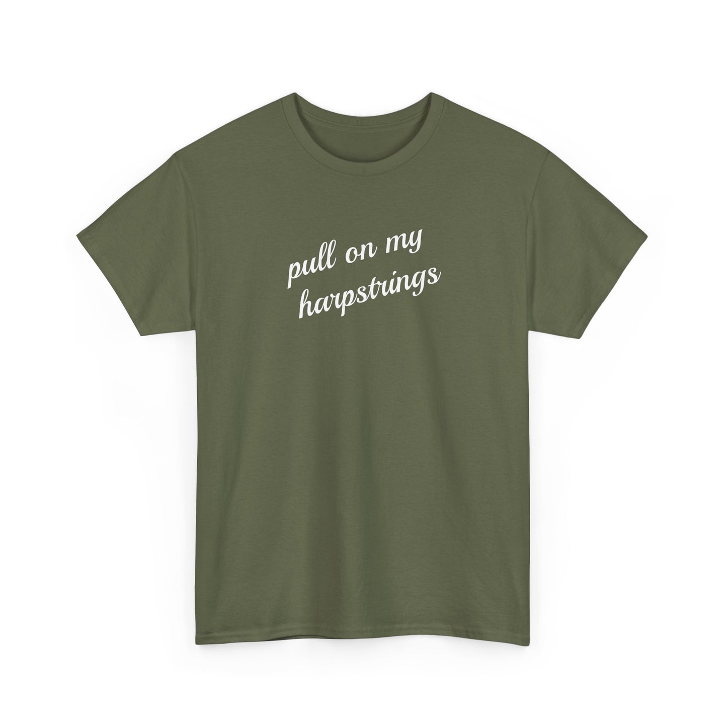 Pull on my harpstrings - white text