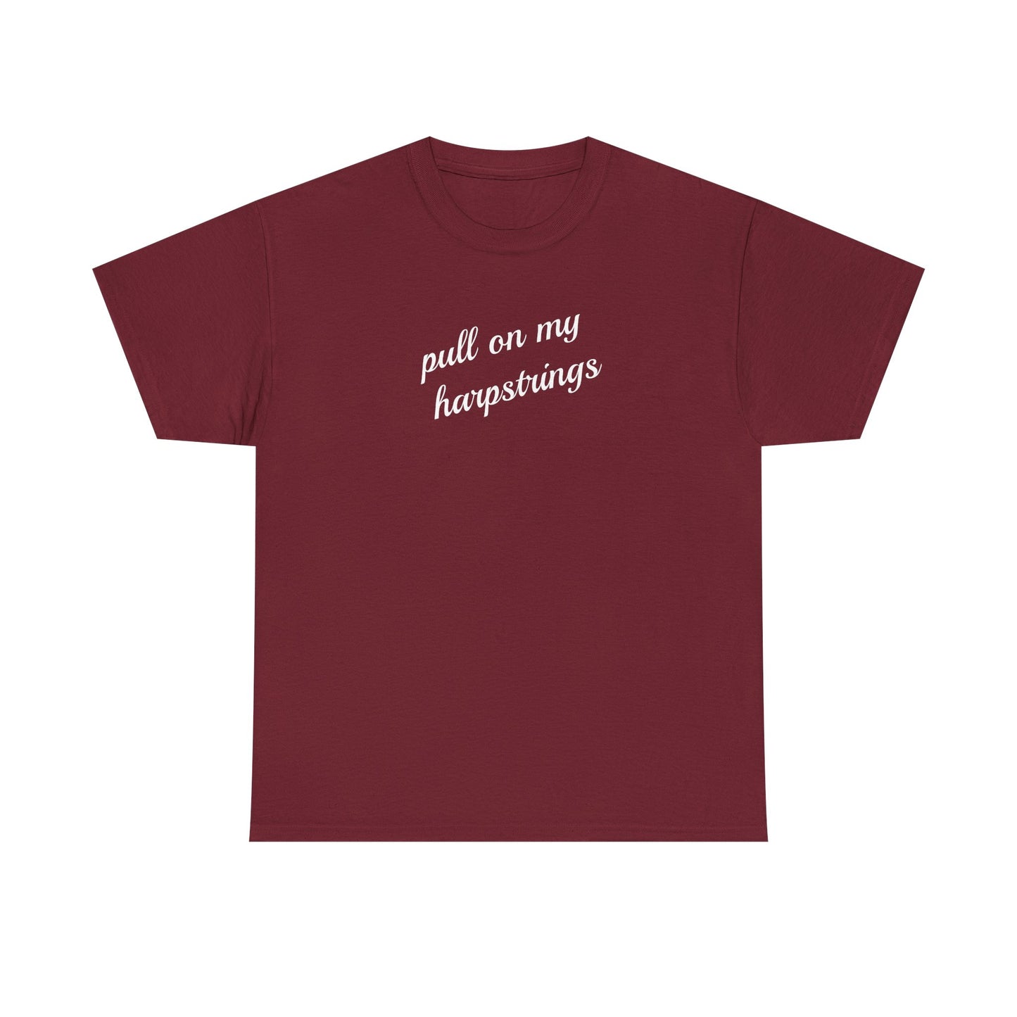 Pull on my harpstrings - white text