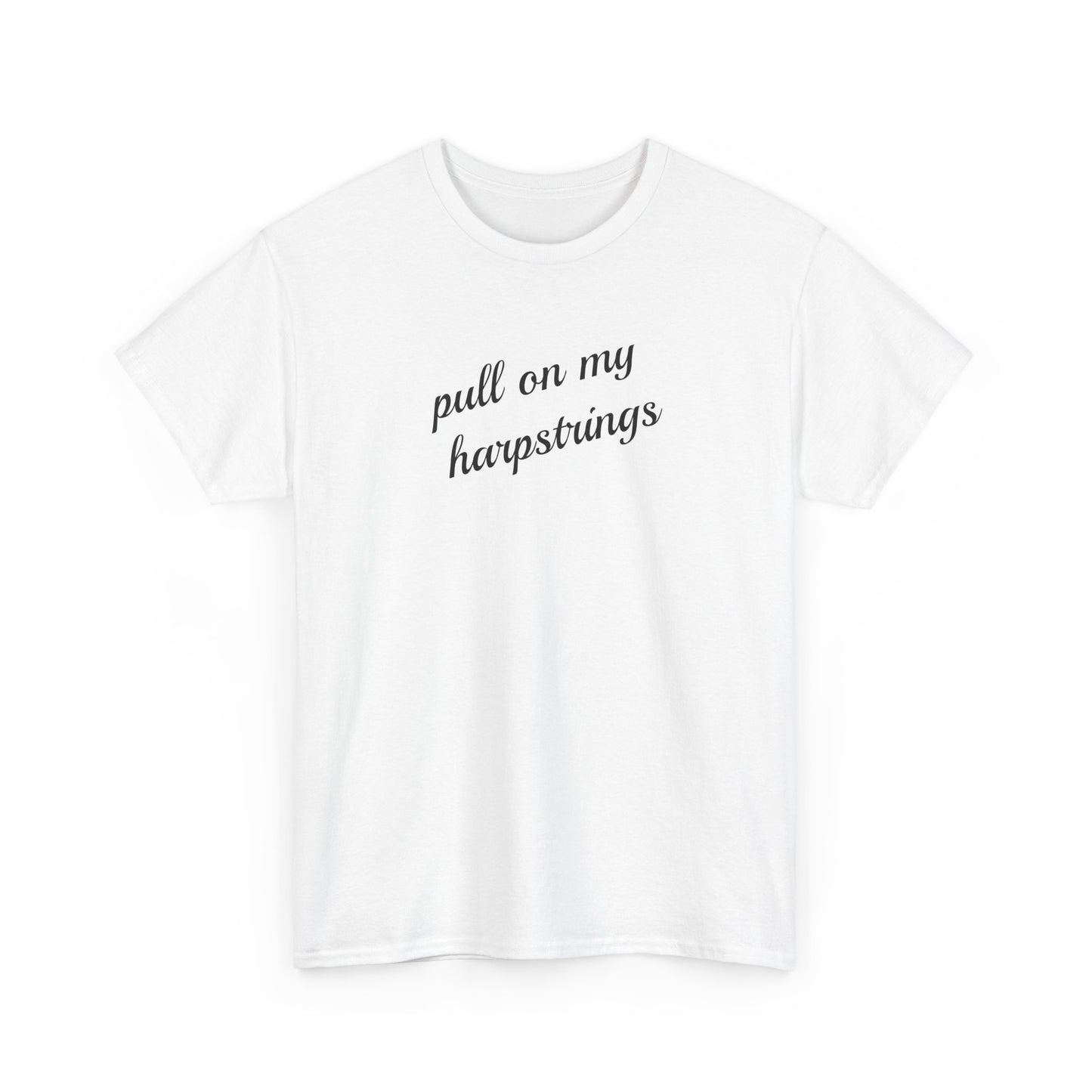 Pull on My Harpstrings Unisex Heavy Cotton Tee, Funny Graphic Shirt, Gift for Music Lovers, Casual Tee, Music Festival Outfit