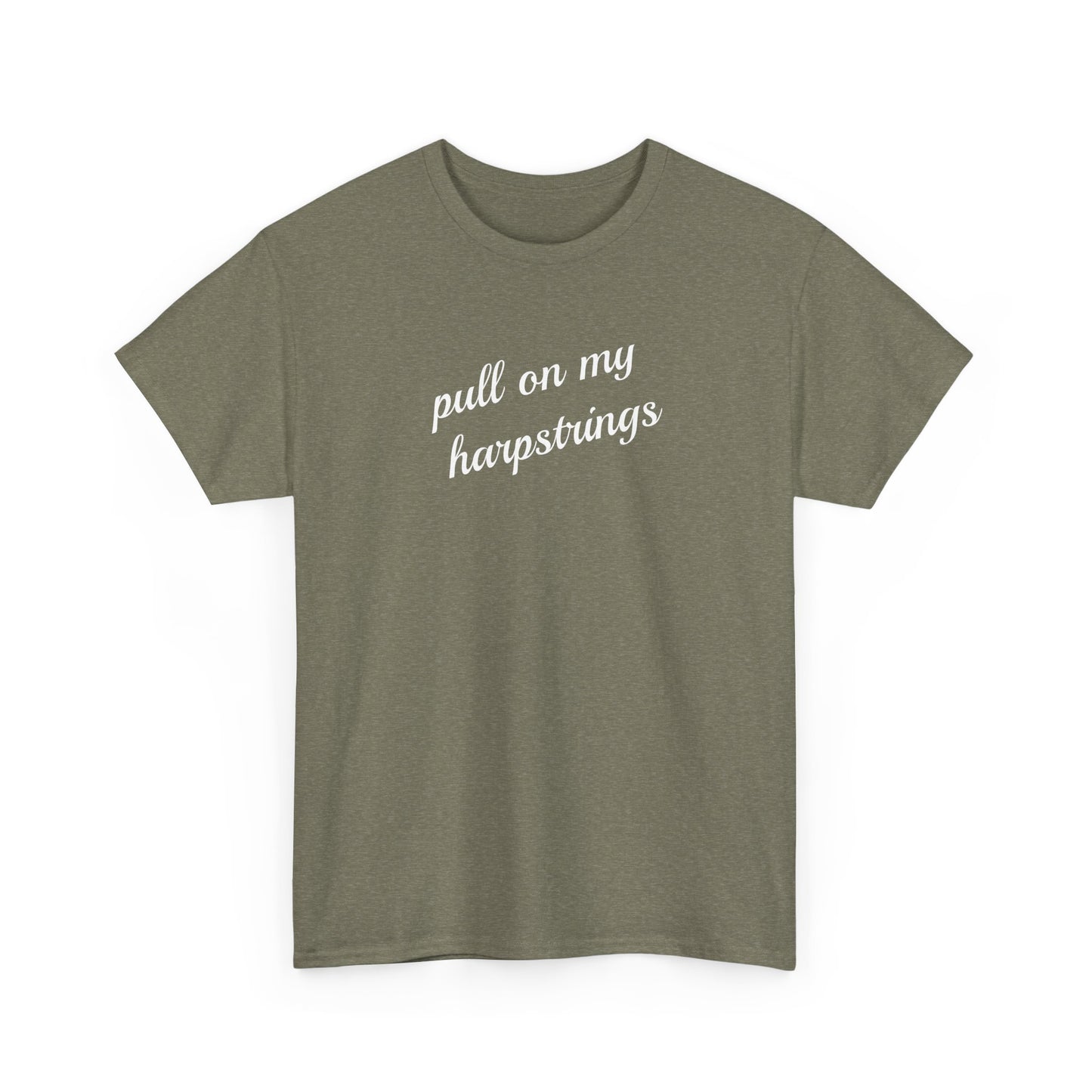 Pull on my harpstrings - white text