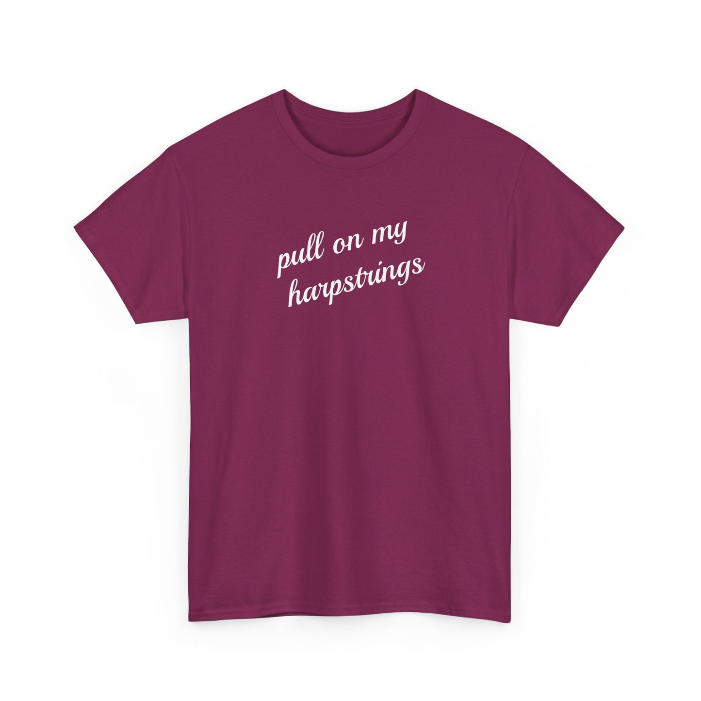 Pull on my harpstrings - white text