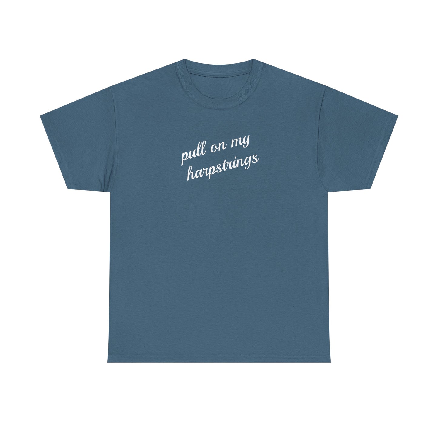 Pull on my harpstrings - white text