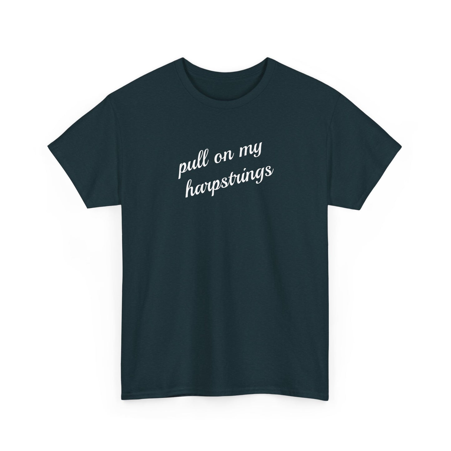 Pull on my harpstrings - white text