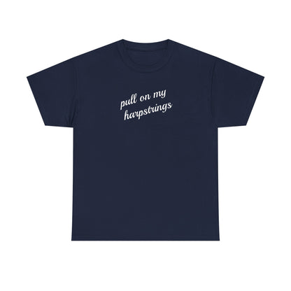 Pull on my harpstrings - white text