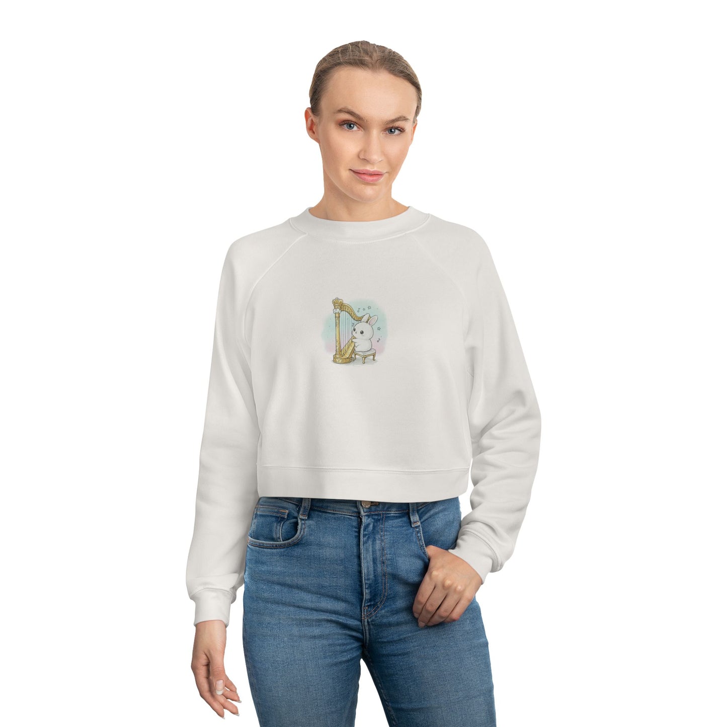 Kawaii Harp Bunny Sweatshirt | Cozy Musical Rabbit Fleece Pullover