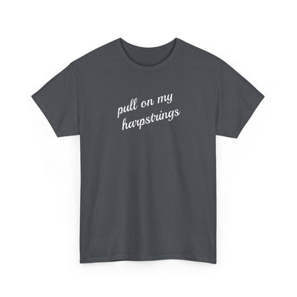 Pull on my harpstrings - white text