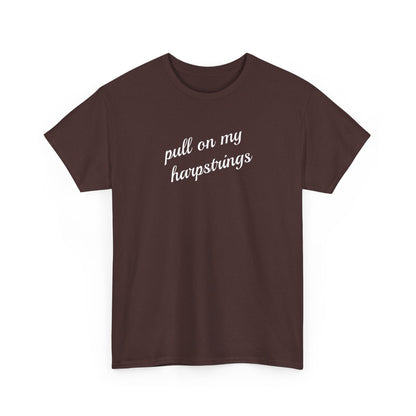 Pull on my harpstrings - white text