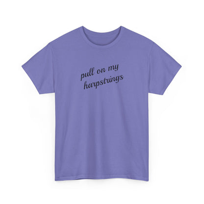 Pull on My Harpstrings Unisex Heavy Cotton Tee, Funny Graphic Shirt, Gift for Music Lovers, Casual Tee, Music Festival Outfit