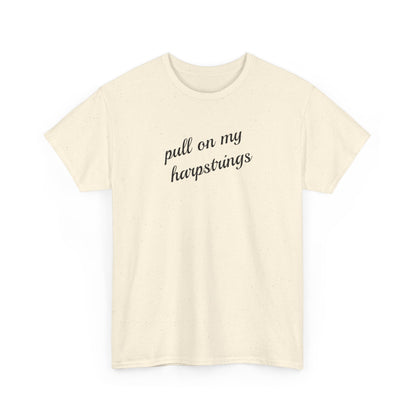 Pull on My Harpstrings Unisex Heavy Cotton Tee, Funny Graphic Shirt, Gift for Music Lovers, Casual Tee, Music Festival Outfit
