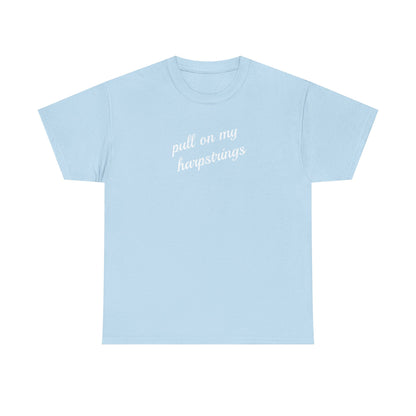 Pull on my harpstrings - white text