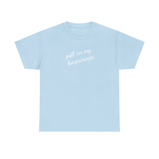 Pull on my harpstrings - white text