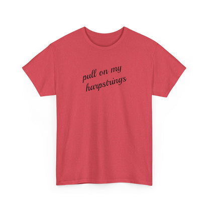 Pull on My Harpstrings Unisex Heavy Cotton Tee, Funny Graphic Shirt, Gift for Music Lovers, Casual Tee, Music Festival Outfit