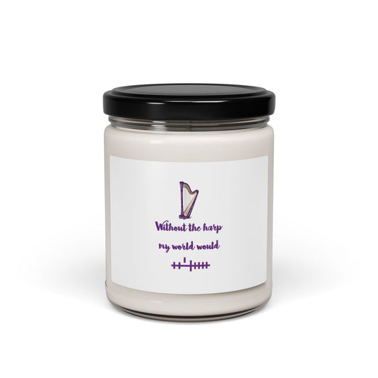 Scented Soy Candle with Harp Design | Relaxing Home Fragrance, Music Lover Gift, Aromatherapy, Meditation, Cozy Decor