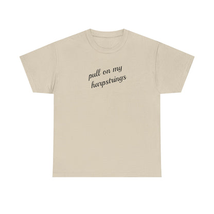 Pull on My Harpstrings Unisex Heavy Cotton Tee, Funny Graphic Shirt, Gift for Music Lovers, Casual Tee, Music Festival Outfit