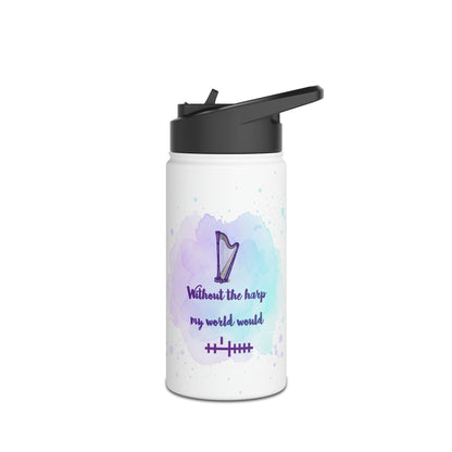 Harp-Themed Stainless Steel Water Bottle, Hydration Gift for Musicians, Fitness, and Outdoor Lovers, Motivational Drinkware