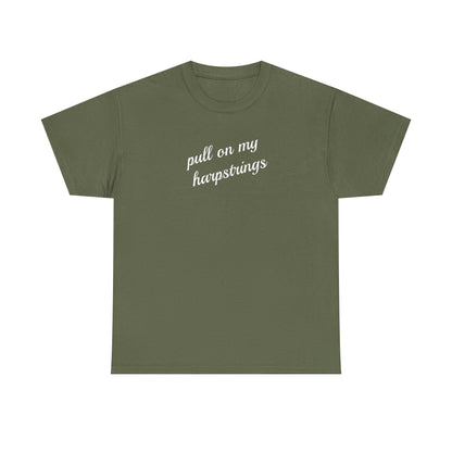 Pull on my harpstrings - white text