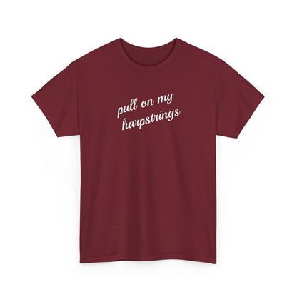 Pull on my harpstrings - white text