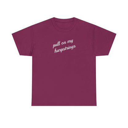 Pull on my harpstrings - white text