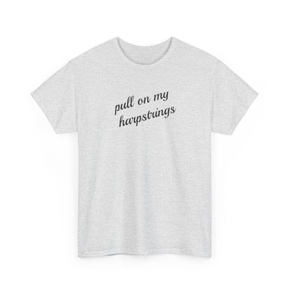 Pull on My Harpstrings Unisex Heavy Cotton Tee, Funny Graphic Shirt, Gift for Music Lovers, Casual Tee, Music Festival Outfit