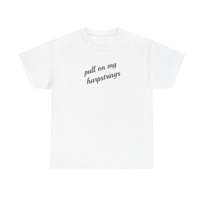 Pull on My Harpstrings Unisex Heavy Cotton Tee, Funny Graphic Shirt, Gift for Music Lovers, Casual Tee, Music Festival Outfit