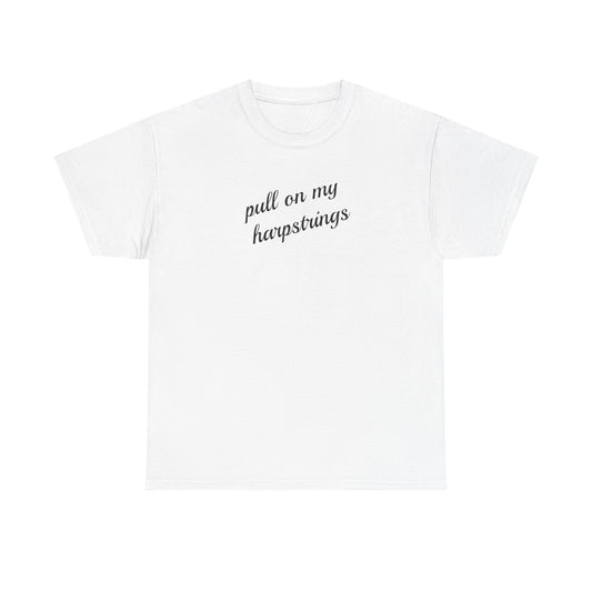 Pull on My Harpstrings Unisex Heavy Cotton Tee, Funny Graphic Shirt, Gift for Music Lovers, Casual Tee, Music Festival Outfit
