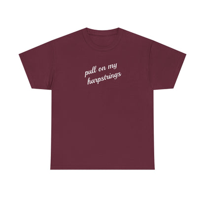 Pull on my harpstrings - white text