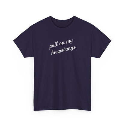 Pull on my harpstrings - white text