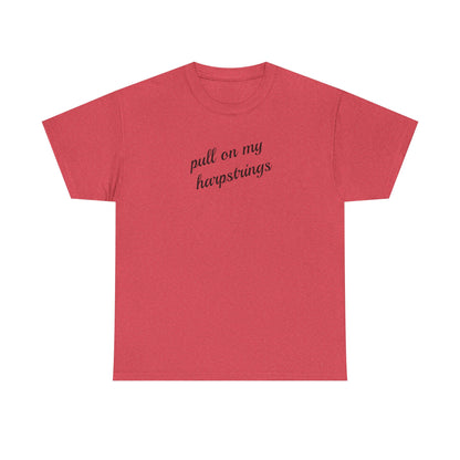 Pull on My Harpstrings Unisex Heavy Cotton Tee, Funny Graphic Shirt, Gift for Music Lovers, Casual Tee, Music Festival Outfit