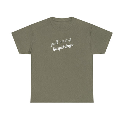 Pull on my harpstrings - white text