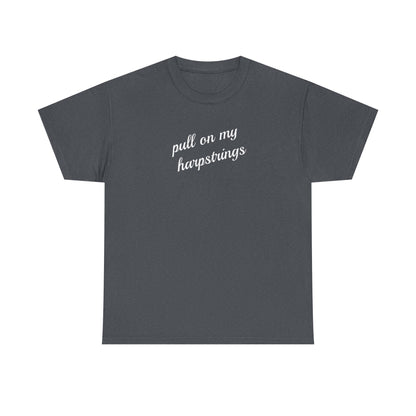 Pull on my harpstrings - white text