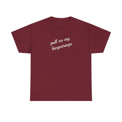 Pull on my harpstrings - white text