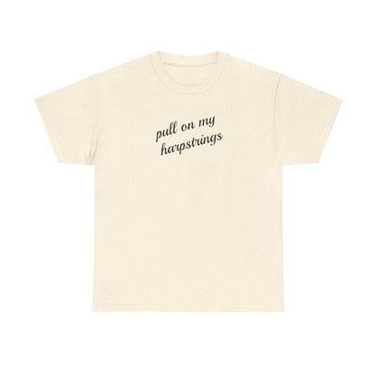 Pull on My Harpstrings Unisex Heavy Cotton Tee, Funny Graphic Shirt, Gift for Music Lovers, Casual Tee, Music Festival Outfit