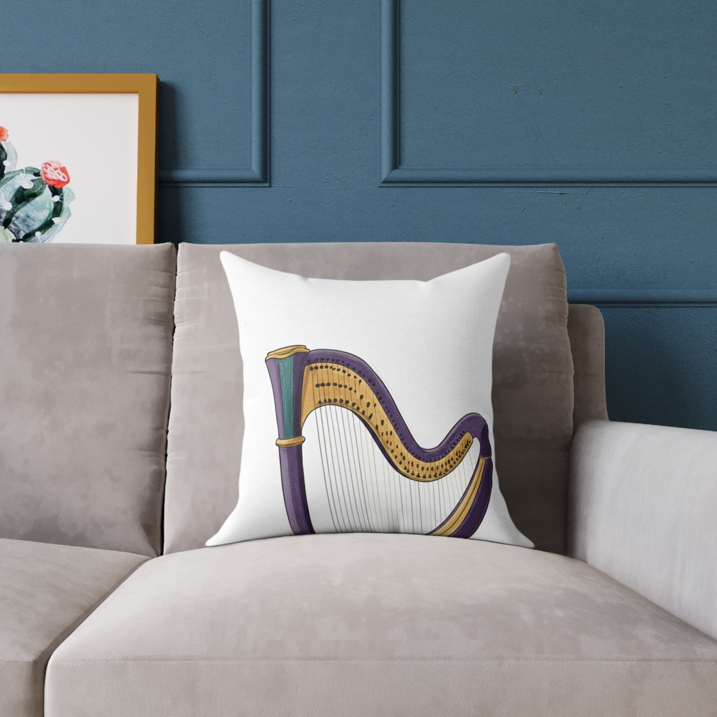 Harp Accent Pillow — Musical Instrument Decorative Throw Pillow