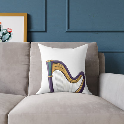Harp Accent Pillow — Musical Instrument Decorative Throw Pillow