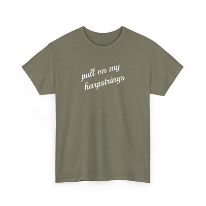 Pull on my harpstrings - white text