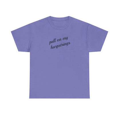Pull on My Harpstrings Unisex Heavy Cotton Tee, Funny Graphic Shirt, Gift for Music Lovers, Casual Tee, Music Festival Outfit