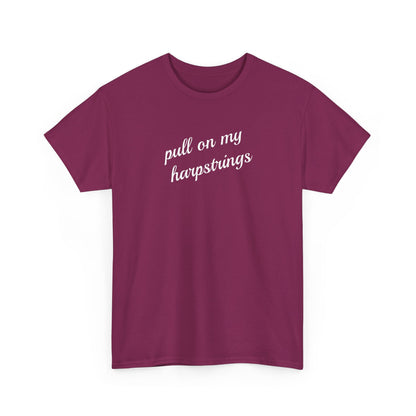 Pull on my harpstrings - white text