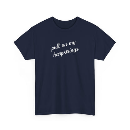 Pull on my harpstrings - white text