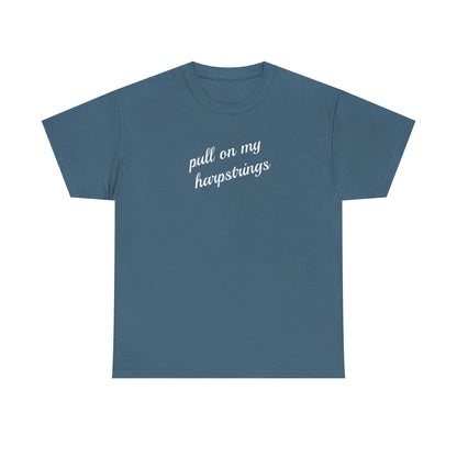 Pull on my harpstrings - white text