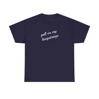 Pull on my harpstrings - white text