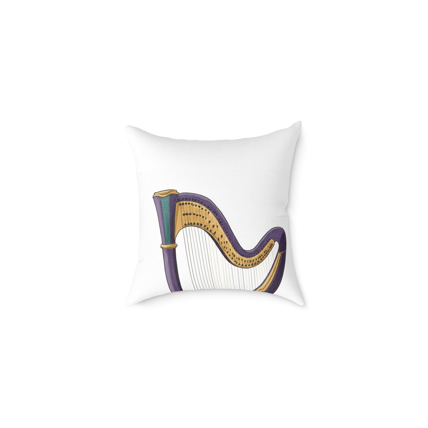 Harp Accent Pillow — Musical Instrument Decorative Throw Pillow