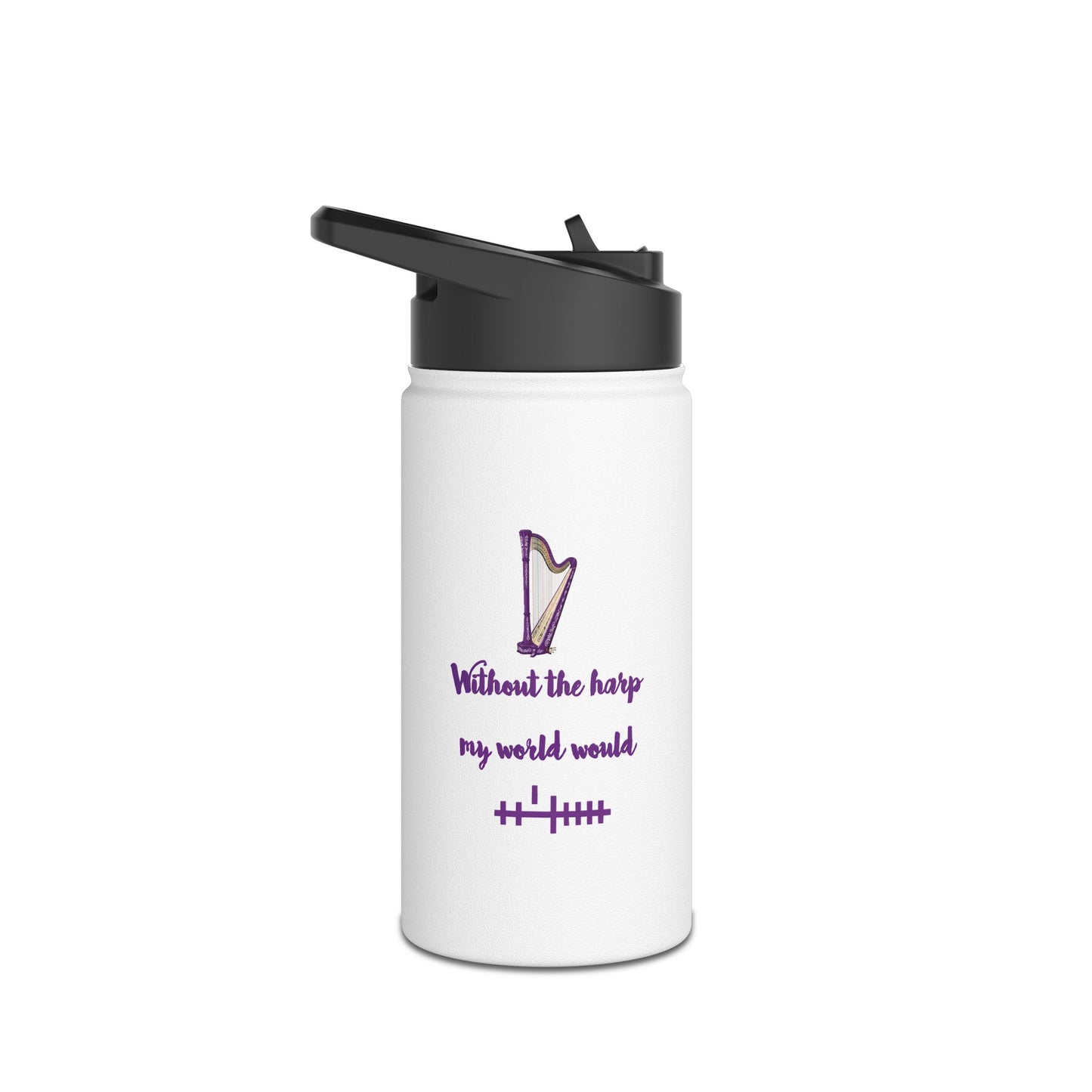 Harp-Themed Stainless Steel Water Bottle, Hydration Gift for Musicians, Fitness, and Outdoor Lovers, Motivational Drinkware, Purple [...]